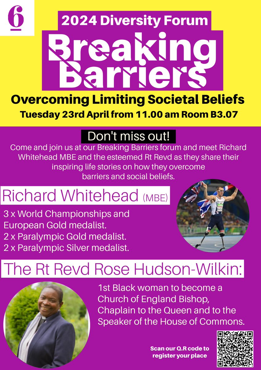 We are thrilled to announce two special guests at this year's Diversity Forum, a platform where we'll delve deep into overcoming barriers and challenging societal beliefs. Richard Whitehead MBE @Marathonchamp The RT Revd Rose Hudson-Wilkin @DoverBishop