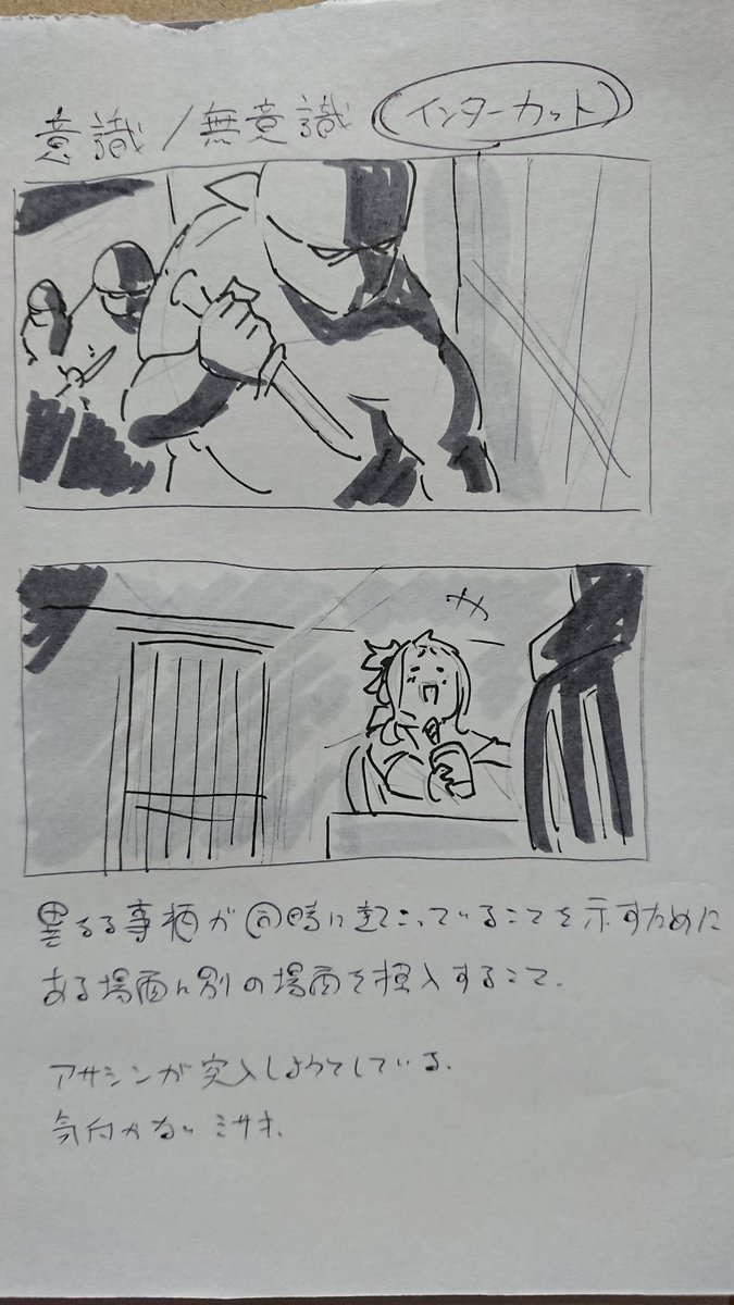 夕飯後のお勉強 構図 