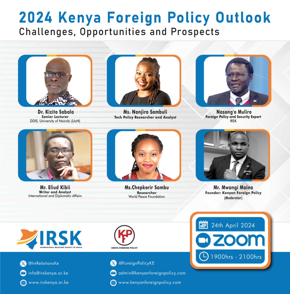 Join us for an insightful webinar on Kenya's Foreign Policy Outlook in 2024! Don't miss the opportunity to hear from expert speakers on Kenya's priorities, challenges, and opportunities in international relations and diplomacy #2024KenyaForeignPolicy