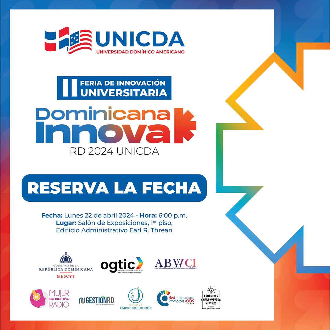 Get ready to witness the revolution of the future at Dominicana Innova 2024!An event that will merge creativity,technology&entrepreneurship to inspire innovation from enthusiasts&entrepreneurs in the Dominican Republic.Join us & be part of this experience! #DominicanaInnova