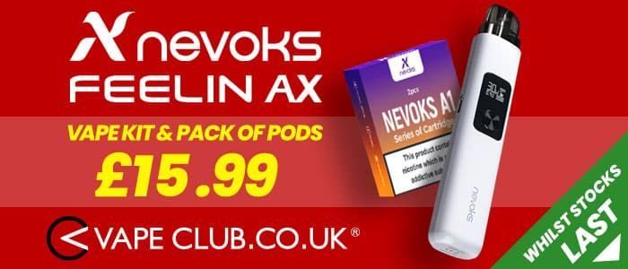 Grab a bargain at @vapeclub with our great Vape Deal!! 

Buy the Nevoks Feelin AX and get a free pack of pods!  👉   bit.ly/4aTHfWX

#VapeClub #VapeDeal #Nevoks #FeelinAX #Vape #Vaping #Ecigclick