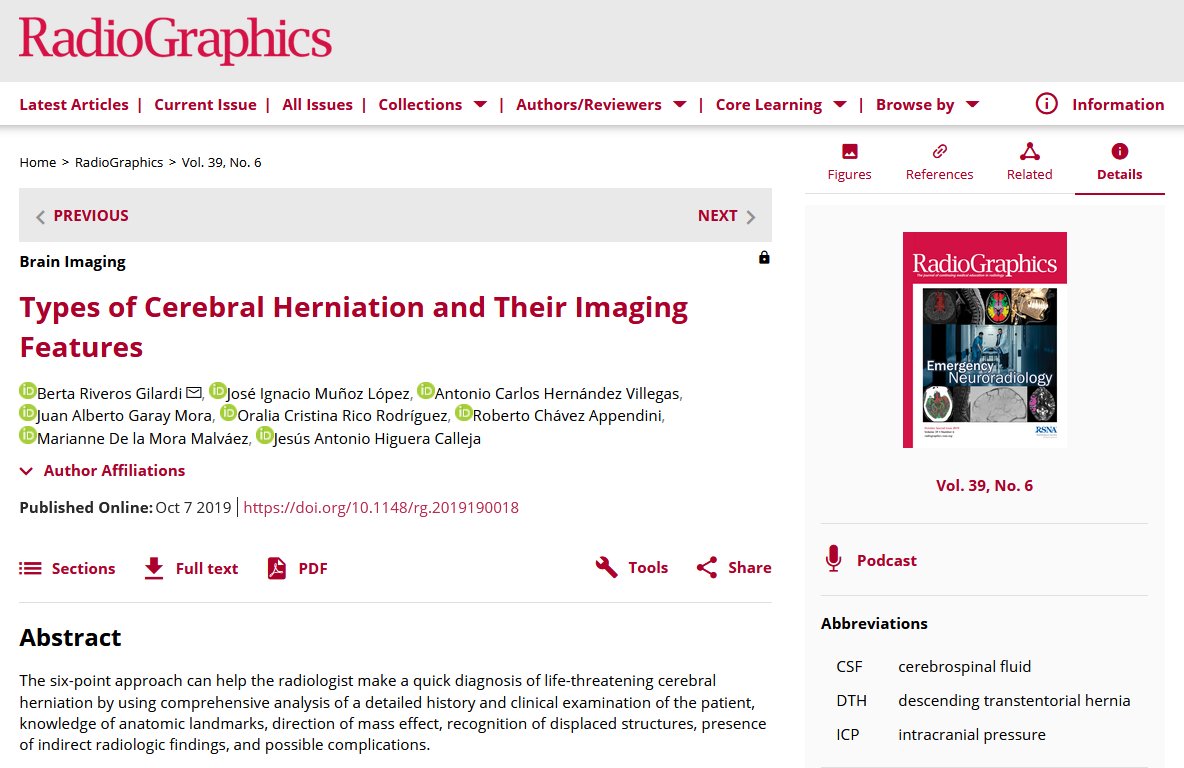 Drbastimd's tweet photo. 🤖Hilo de Twitter resumiendo el artículo: "Tipos de herniación cerebral y sus características de imagen" 🧠💡 de @RSNA @Radiographics del 2019. → https://t.co/hLgkEusnav https://t.co/xbchHK3meI
