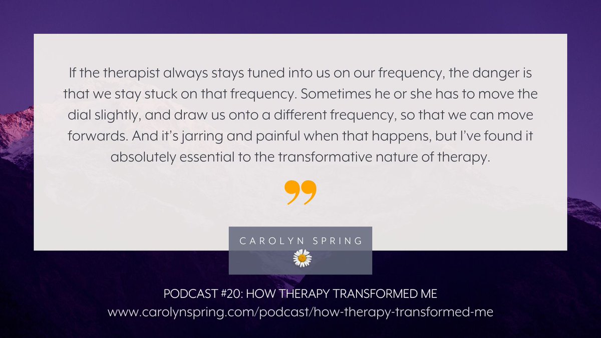 My ability to take on board a different perspective, rather than just garnering support for my own, was absolutely essential to therapy being transformative for me. Listen here: carolynspring.com/podcast/podcas… #TherapistsConnect