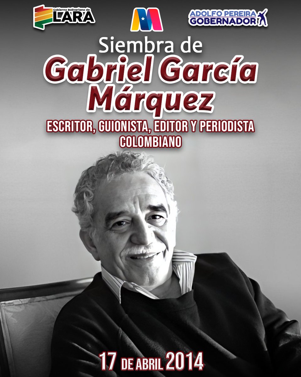 #17Abr Hoy se conmemoran 10 años de la siembra de Gabriel García Márquez. Novelista colombiano, premio Nobel de Literatura en 1982 y uno de los grandes maestros de la literatura universal.