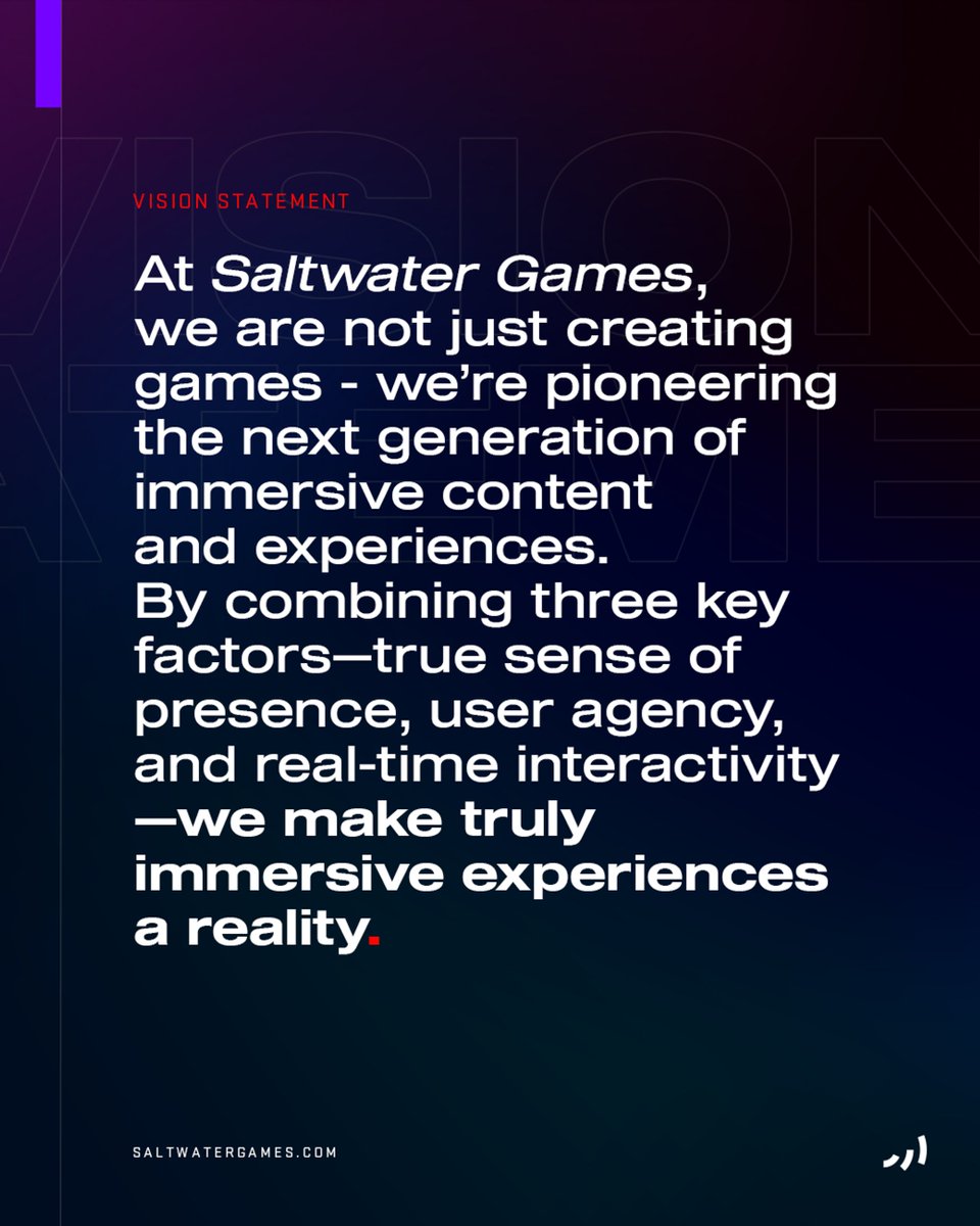 We are not just creating games - we’re pioneering the next generation of immersive content and experiences. By combining three key factors—true sense of presence, user agency, and real-time interactivity—we make truly immersive experiences a reality.