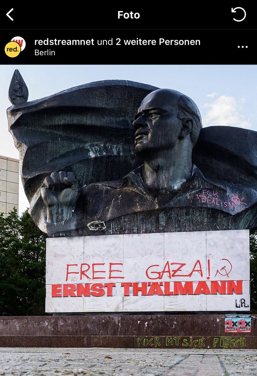 This is a memorial of Ernst Thälmann who founded the actual Antifa (Antifaschistische Aktion) in Germany in the early 1930s to stand up to violent faschist mobs. He was murdered in a concentration camp. People have perverted his idea into a movement that now supports faschism.