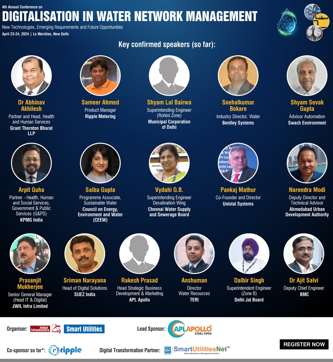 Join us for our 4th annual conference on Digitalisation of Water Network Management, scheduled for April 23-24, 2024 at Le Meridien, New Delhi.

To confirm your slot, register now: web.cvent.com/event/88f4057b…

#DigitalWater #WaterResilience #OperationalEfficiency #SCADA #IoTinWater