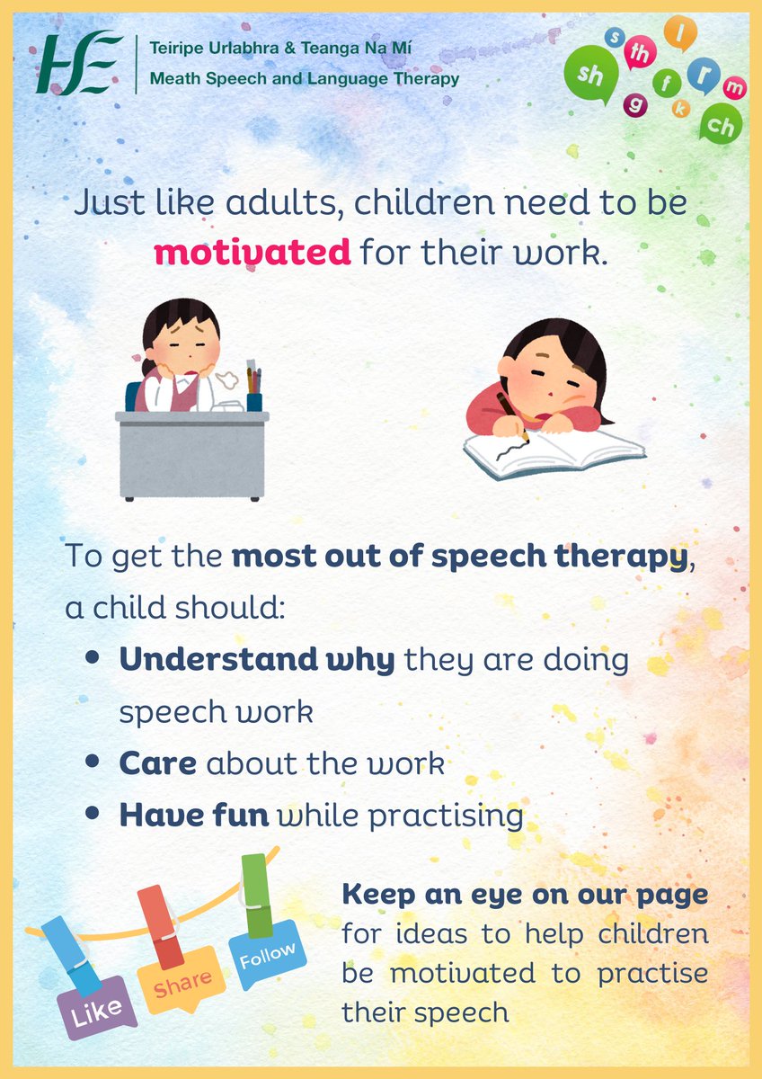 Is my child ready for speech therapy?

This is a really important question to consider when thinking about working on a child's speech sounds. One of the main ingredients for successful therapy is motivation. #SpeechDevelopment #SpeechSounds #ChildDevelopment #SLP #SLT #MeathSLT