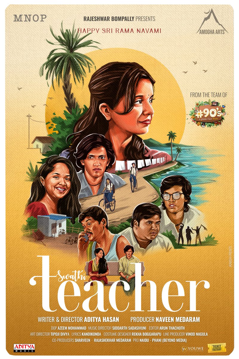 Say hello to 
#Swathi #Teacher 
& her class of brats 

Get ready for a hilarious ride in the 𝙏𝙃𝙀𝘼𝙏𝙍𝙀𝙎 soon from the team of #90s 

#Swathi #AdityaHasan @NaveenMedaram @Rajashekarmedar @NikhilDevadula @Ursnityasri @az_dop @sharvin1995 @vinod_nagula @MNOPRODUCTIONS…