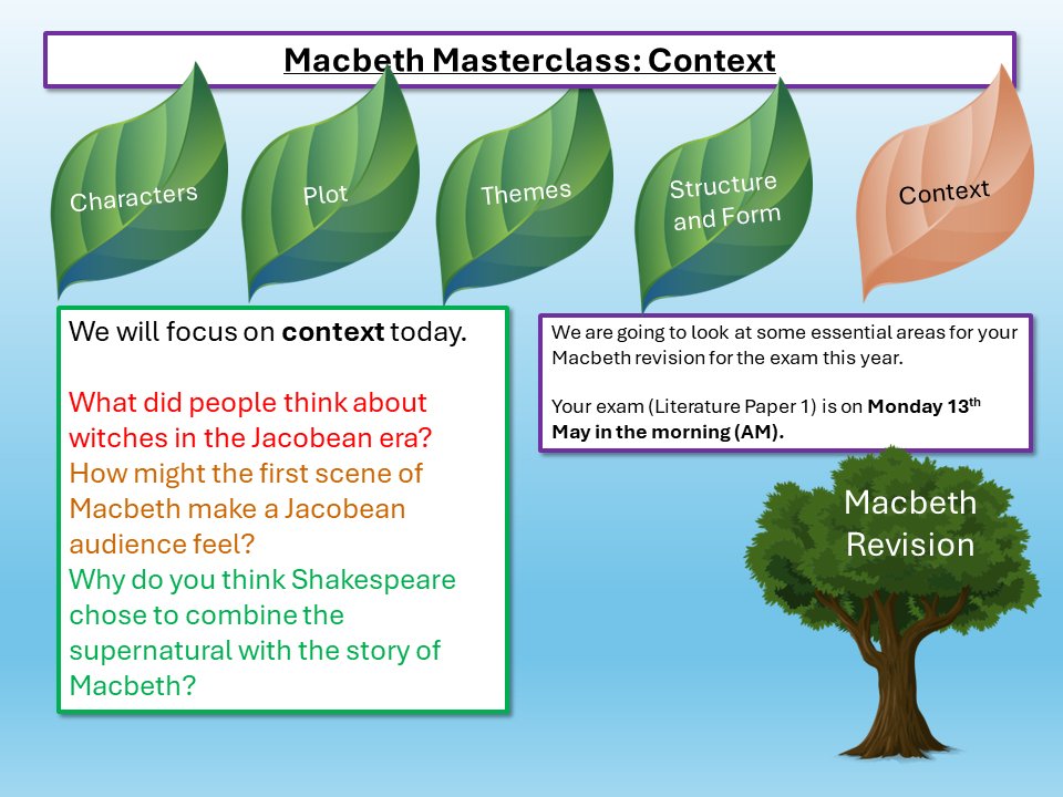 NEW Macbeth masterclass on context, just £1 until SUNDAY! 
tes.com/teaching-resou…
Leave a review, email us, we'll send you another masterclass free.
#teamenglish #edutwitter #teachertwitter #macbeth #gcses2024 #gcses #revision #revise #teachers #teach #teaching #ukedchat #school