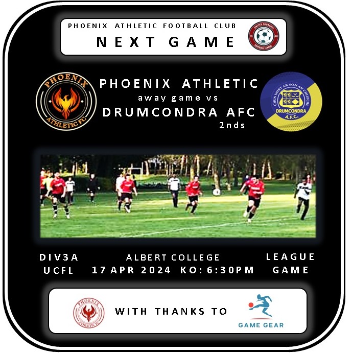 Midweek derby tonight as we make the shortest of trips in #Albo where our nearest neighbours and rivals #drumcondra_afc_2nds host us in our latest <a href="/UCFL_/">United Churches Football League</a> Div3a encounter. A tasty local derby awaits! Thanks to #gamegearie. #upthephoenix