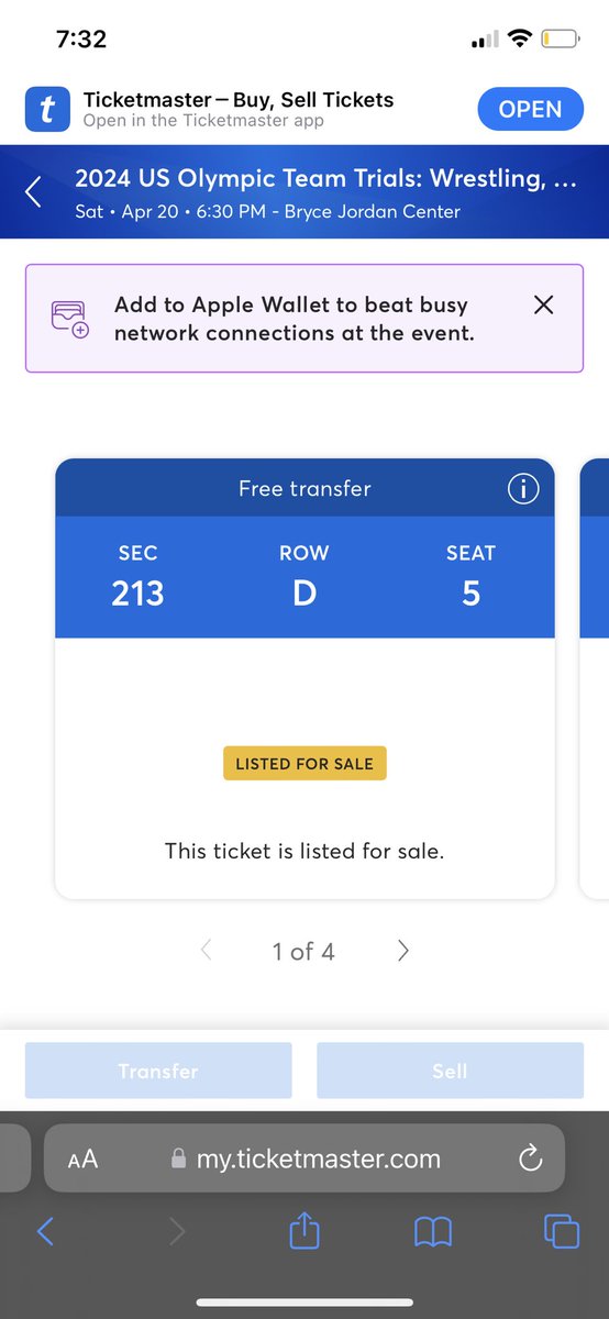 I have 4 seats available for the finals of the Olympic Trials. DM me an offer, we’re double booked that evening and can’t make it 😢😢😢