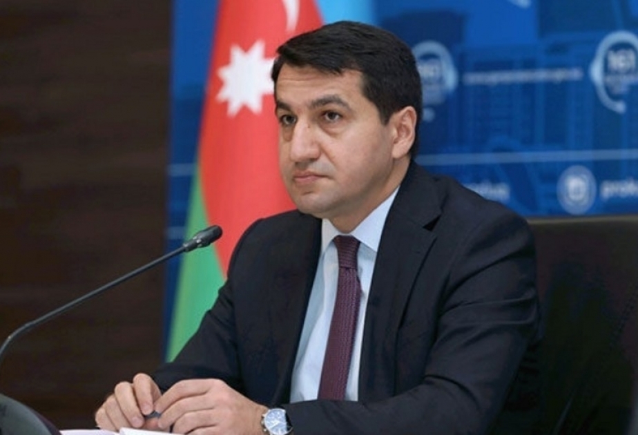 AZERTAC's tweet photo. Hikmet Hajiyev: The withdrawal of Russian peacekeepers from Azerbaijani territory ahead of schedule has been decided by the leaders of both countries https://t.co/SRRagNU5tW https://t.co/UFCQ4hhYtj