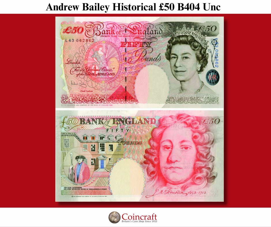 #BanknoteOfTheWeek: Rewinding time to 1994 with the first Andrew Bailey £50 banknote, marking 300 years of banking history. Now, with the polymer notes in play, we never forget the value these paper treasures hold. Take a peek! 👉 coincraft.com/andrew-bailey-… #historyinyourhands
