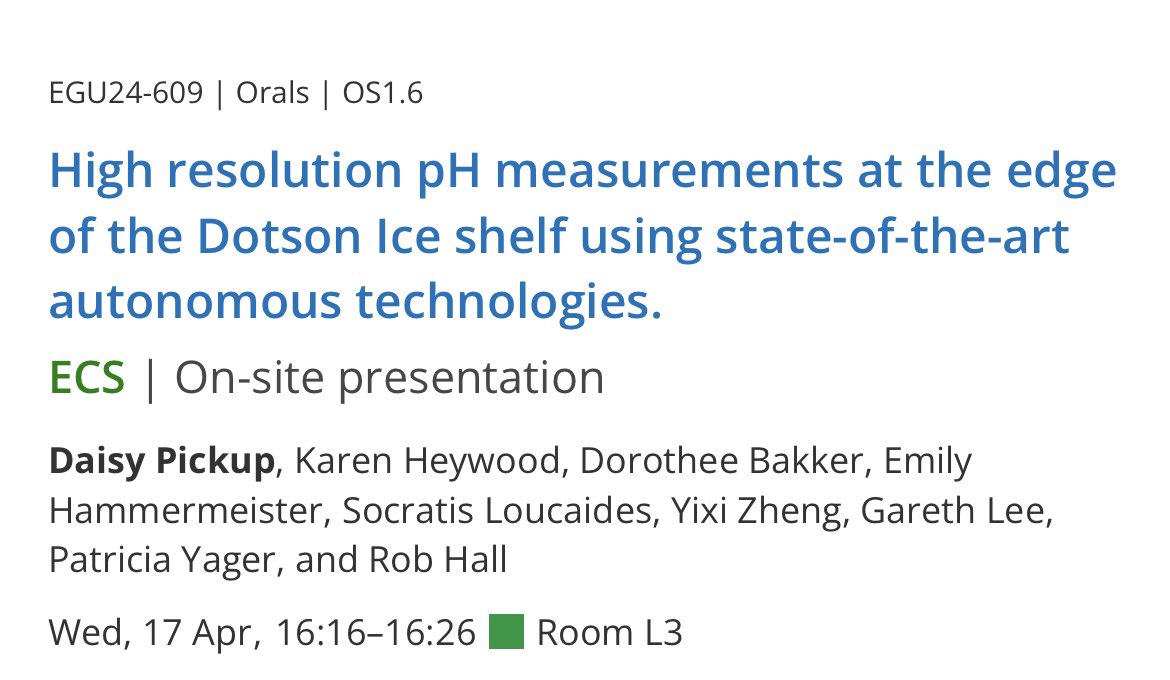 If you want to learn more about pH and other measurements in the coastal Amundsen Sea, head to The Southern Ocean Sea Ice and Ice Shelves session (OS1.6) this afternoon! Lots of exciting talks on the schedule ❄️🧊 @ueaenv @ARIES_DTP @challengersoc @GlacierThwaites