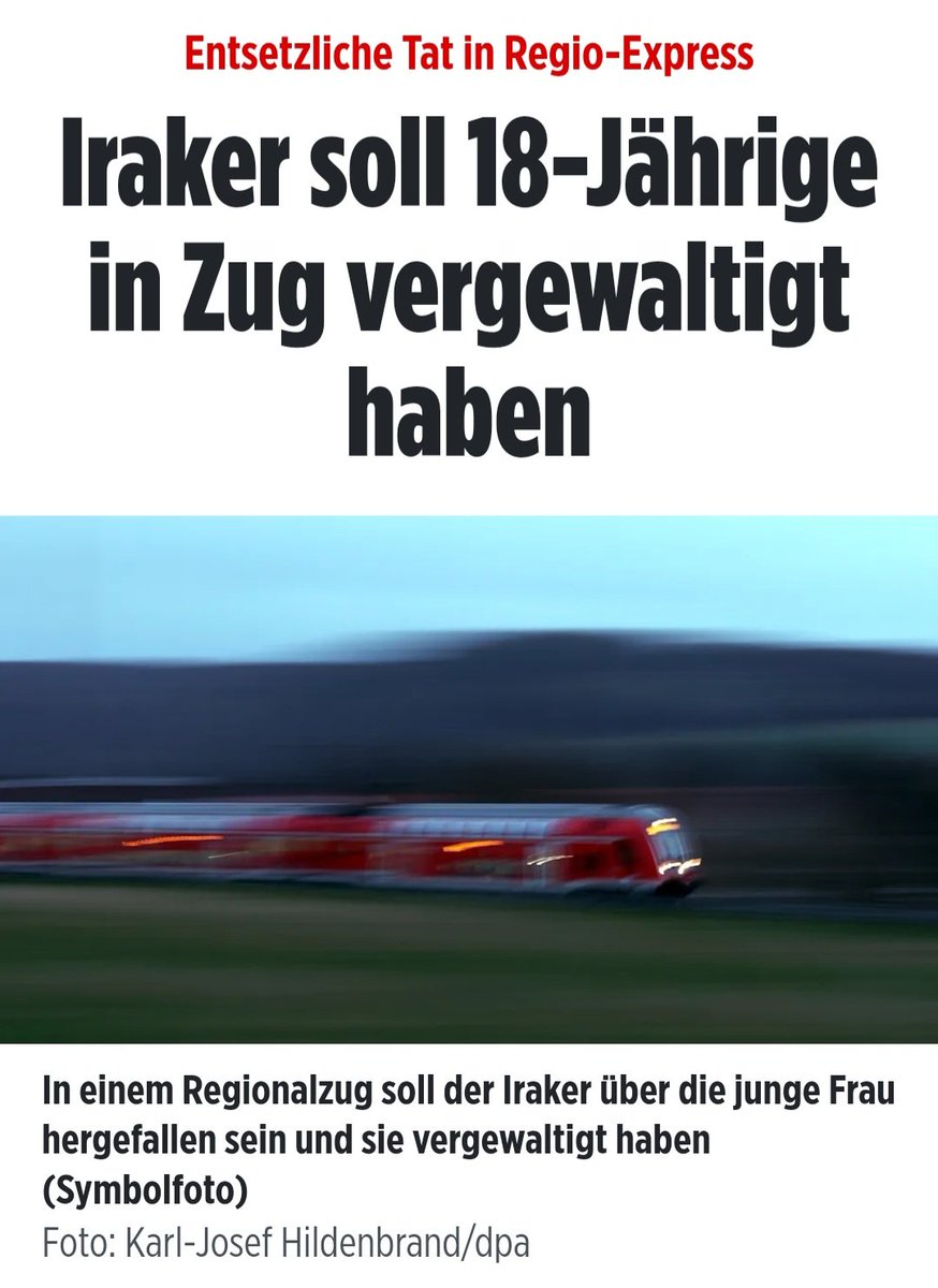 Deutschland wird sich ändern...
- Afghanischer Taxifahrer vergewaltigt eine Studentin
- Bulgarische Paketboten vergewaltigen ein 13-Jähriges Mädchen im Lieferwagen 
- Iraker vergewaltigt 18-Jährige im Zug
Unsere Frauen und Kinder sind nicht mehr sicher.
#DeshalbAfD #Remigration