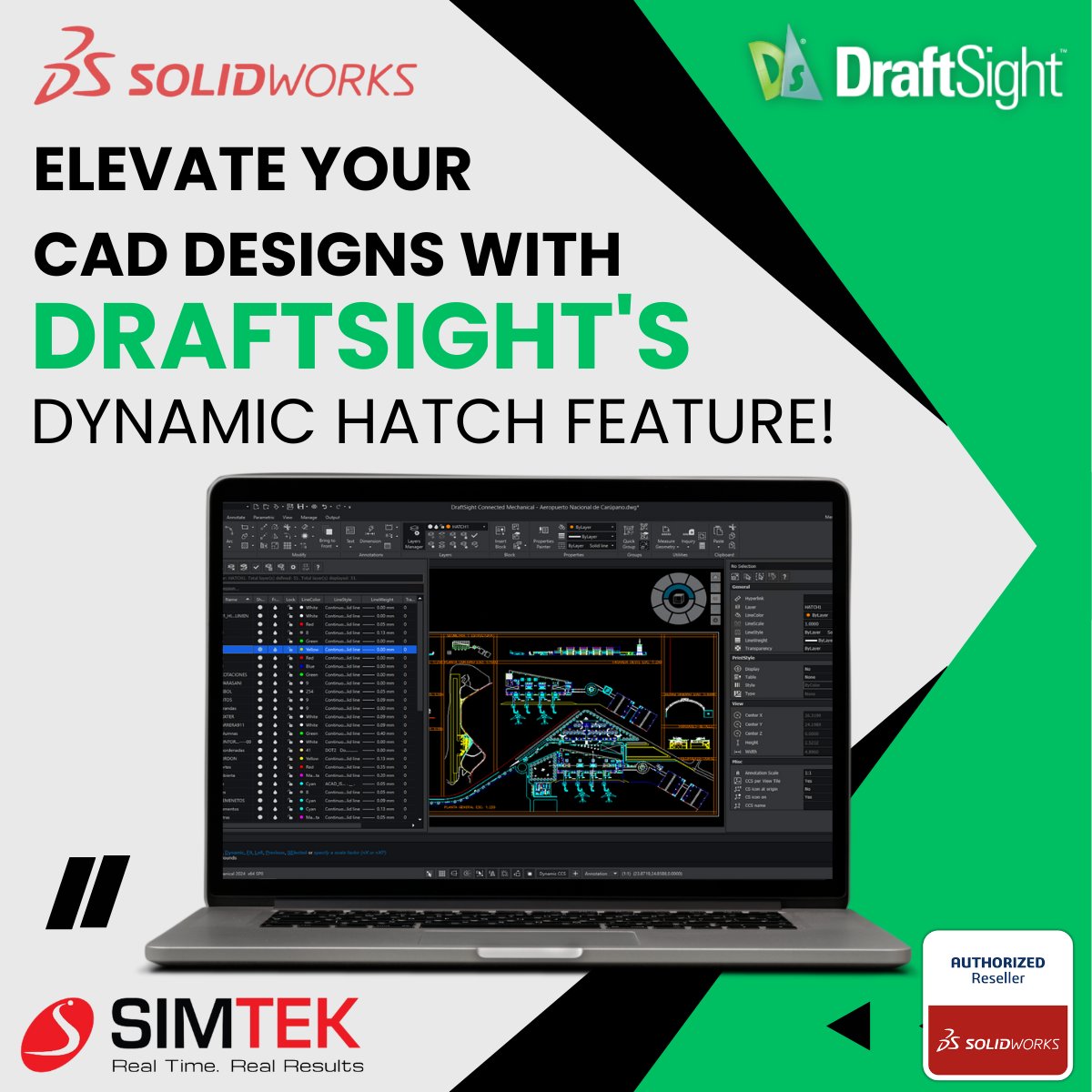 Elevate your CAD designs with DraftSight's dynamic hatch feature! 🎨

📌 Reach our team to upgrade DraftSight 2024
🌐 simtek.in
📧 marketing@simtek.in
☎ +91 8754447021

#DraftSight #3DEXPERIENCE #2DCAD #DraftSight2024 #SIMTEK #ENGINEERINGDESIGN