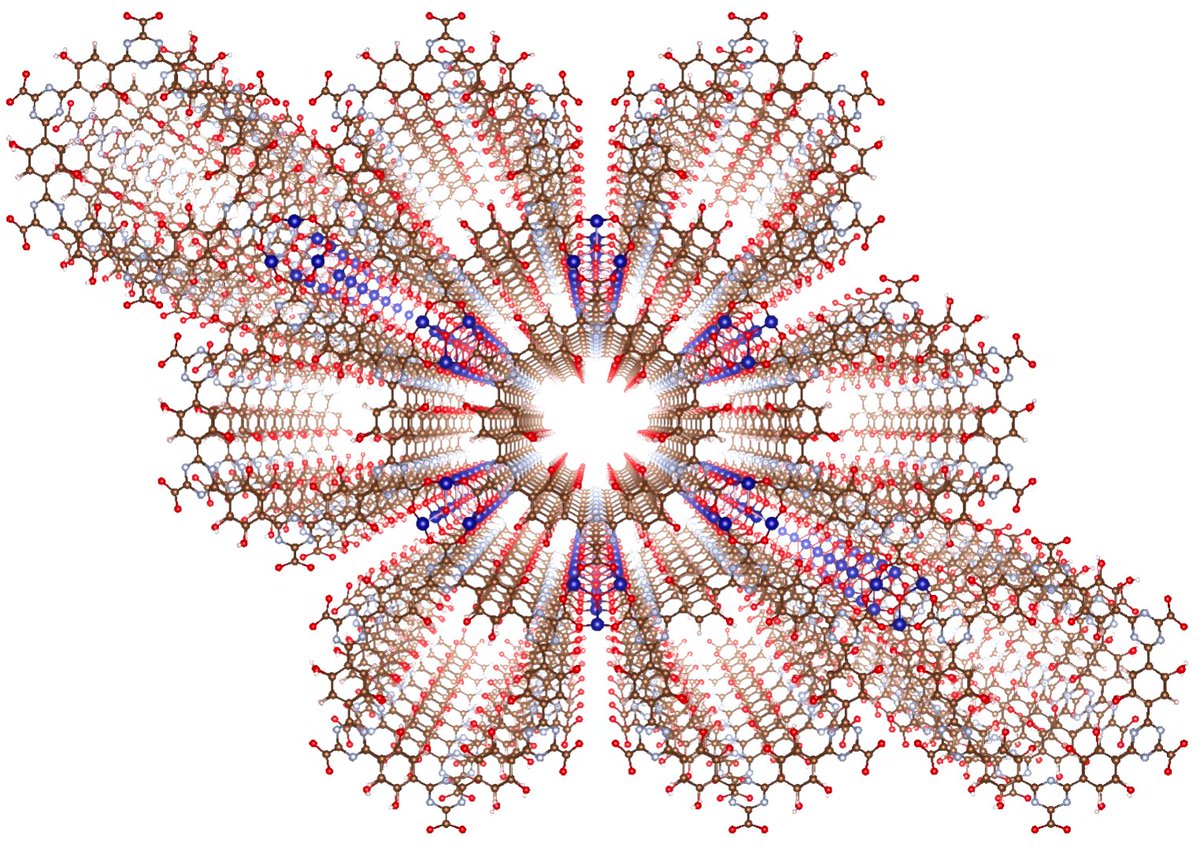 #NewPaper What you see in the picture is the current best metal-organic framework (MOF) for ammonia adsorption, an important environmentally relevant application. Its composition is C78-O25-H42-Cr3. We discovered this material by developing a new algorithm that combines Bayesian…