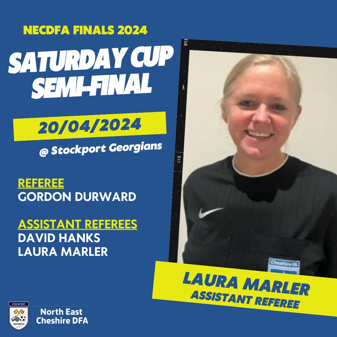 StockportRefs's tweet photo. 🤩 A number of SRS members have been appointed to the @NECDFARefs Saturday Cup semi-finals, taking place on Saturday 20th April. 👏⚽️

@Cheshire_FA | @FARefereeing https://t.co/TnLLjJzZjK