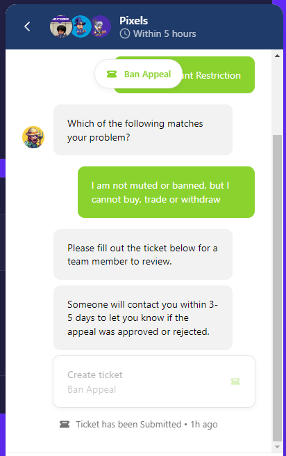 YeJBAU's tweet photo. @whatslukedoing @Cryptokusggwp @pixels_online I have also been wrongfully restricted from buying, trading, or withdrawing. I don't know what caused this. I'm sure I play fairly and have never tried to multi-account or automate anything. Address: 0xb4f7f98c35a279c9e14e02f07d3e809b636f41d1 https://t.co/97HLoYiJaw