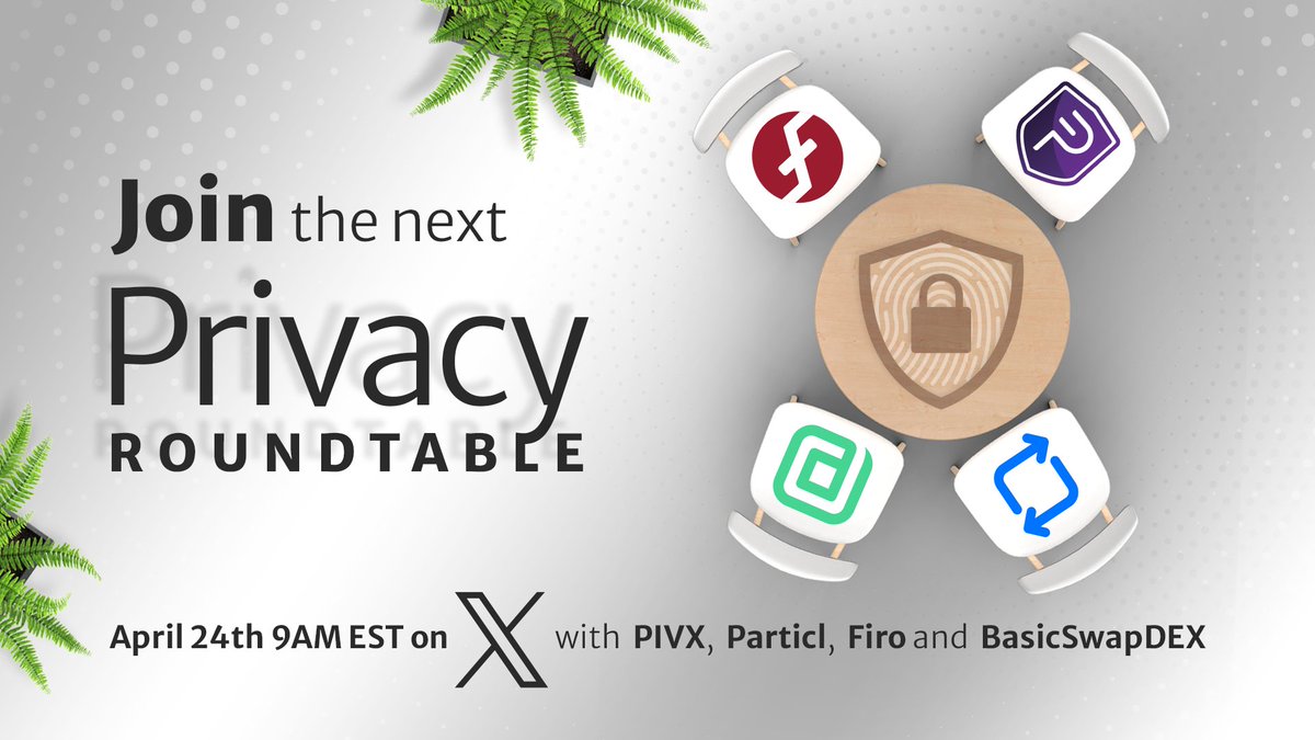 _PIVX's tweet photo. Join us for our next #PrivacyRoundtable with our friends @ParticlProject, @firoorg and @BasicSwapDEX with guest speaker @DouglasTuman host of @MoneroTalk.
📅Date: April 24, '24
⏰Time: 9am EST/ 2pm UTC
📍Topic: Government and Private Cryptocurrency
#PrivacyTalk #Crypto #podcast https://t.co/YcgiusUQVz