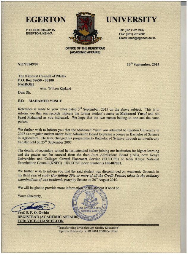 This is a confirmation that Fazul Mahamed is not just a Fraud but a Conman who has been roaming the corridors of power embezzling public funds under pretense. Can @egertonunikenya confirm that @PSRAuthority is headed by a con? @EACCKenya @DCI_Kenya @ODPP_KE