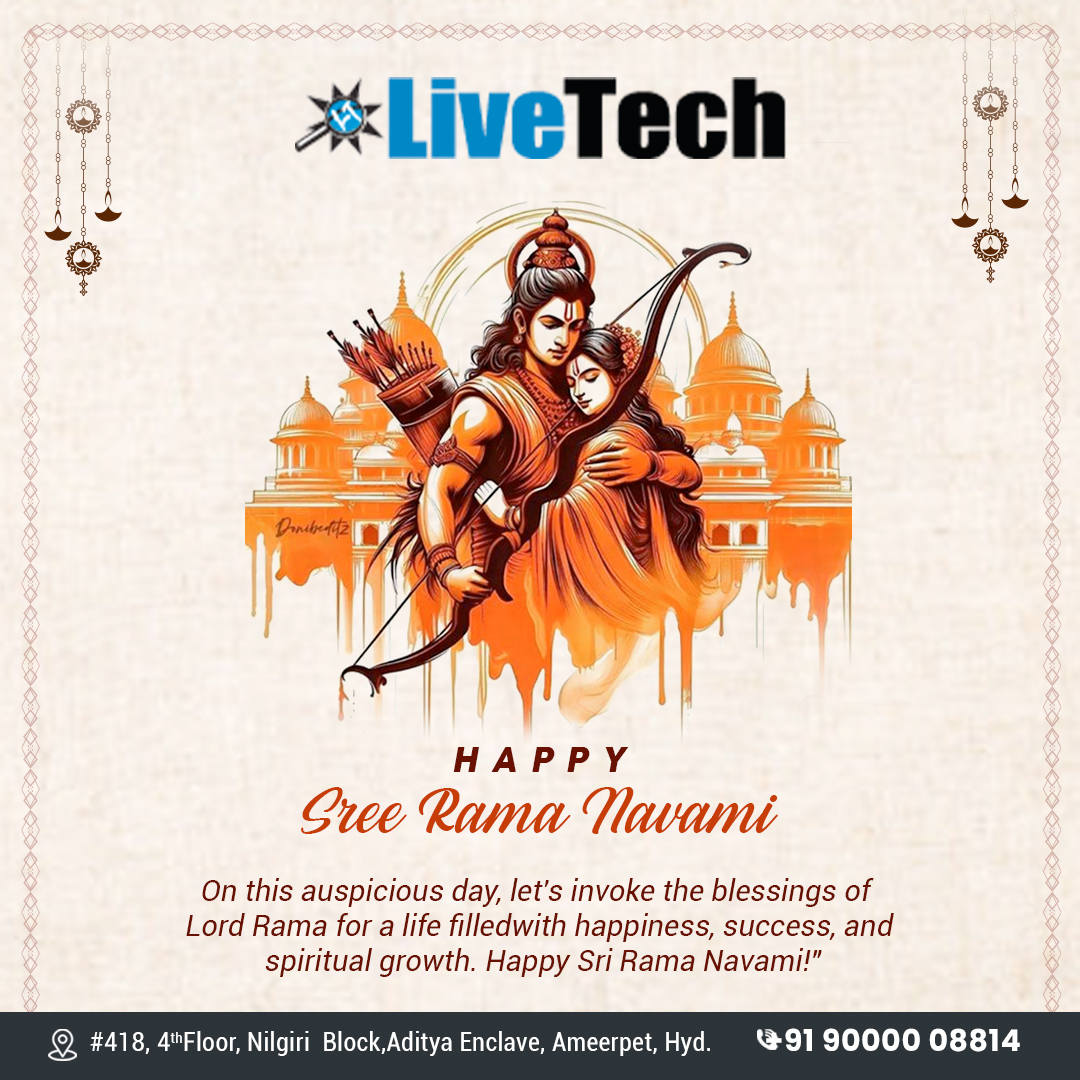 LiveTechTweet's tweet image. May Lord Rama shower his divine blessings and brightens your life with them. Happy Ram Navami.
Website : livetech.in
Contact us: +91-9000008814
#LiveTech #LivetechQA #LiveTestingtools
#Fullstackpython #Fullstackjava