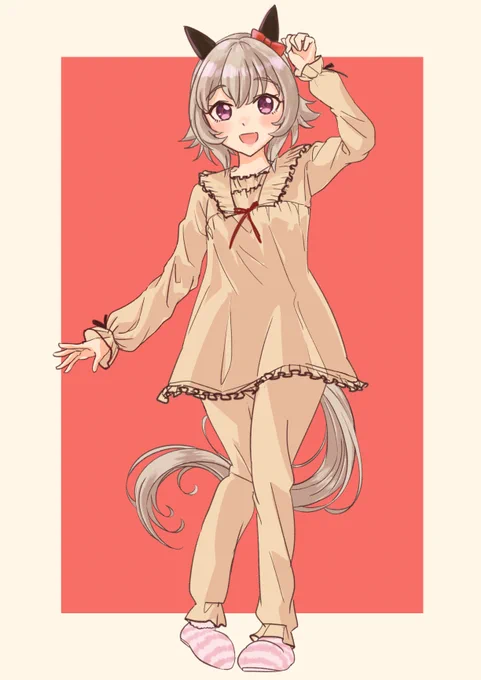 急に暖かくなってきたしカレンチャンの春秋パジャマコレクションでも再掲するか#ウマ娘 #カレンチャン 