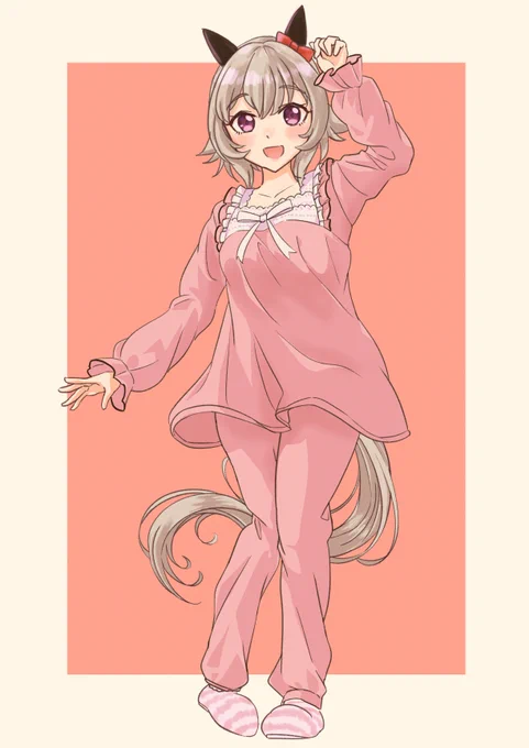 急に暖かくなってきたしカレンチャンの春秋パジャマコレクションでも再掲するか#ウマ娘 #カレンチャン 