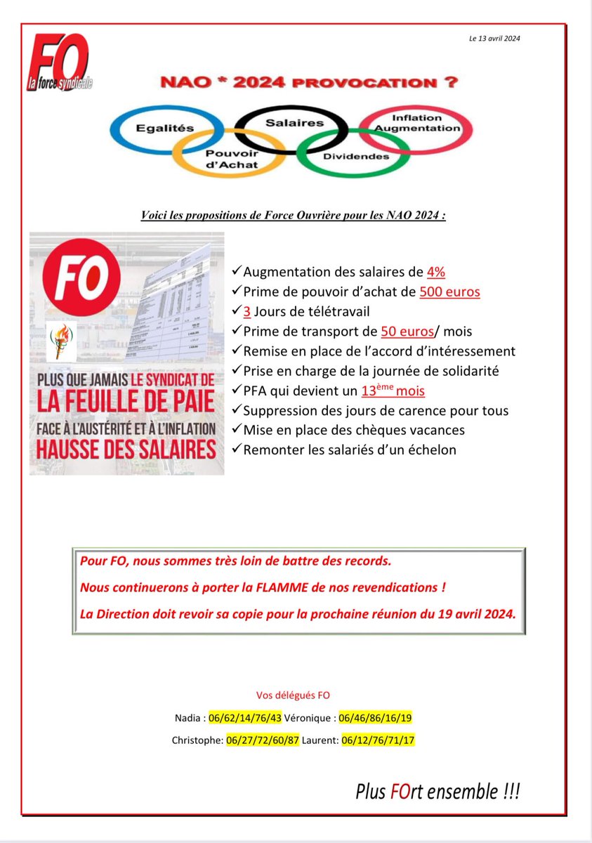 nad1008ferrante's tweet photo. NAO 2024, @FOHappychic les négociations sont très mal engagées car la direction souhaitent que de l’AI 🤔mais nous maintenons nos revendications ✊ https://t.co/sZ0eRcJRpw