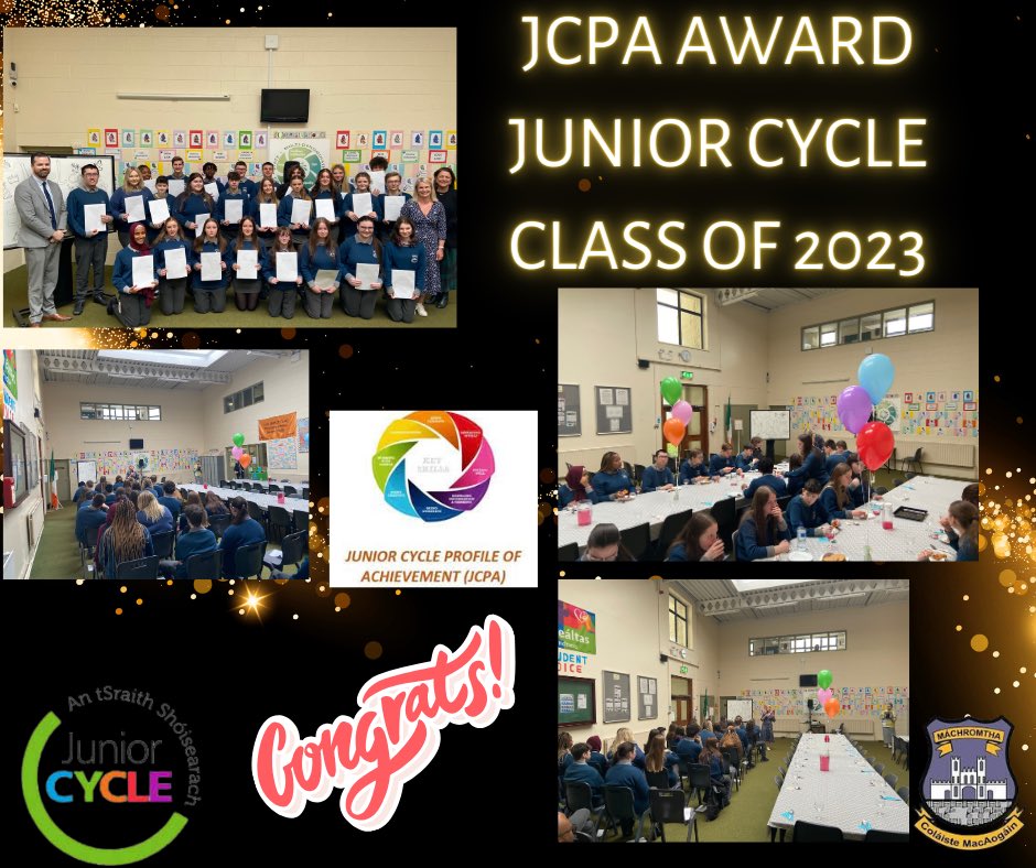 🎉 Congratulations to the Junior Cycle Class of 2023 on receiving their well-deserved JCPA awards today! 🌟 Your dedication to your studies, extracurricular activities, and classroom based assessments over the past three years has paid off. A special thank you to Ms. Morris and…
