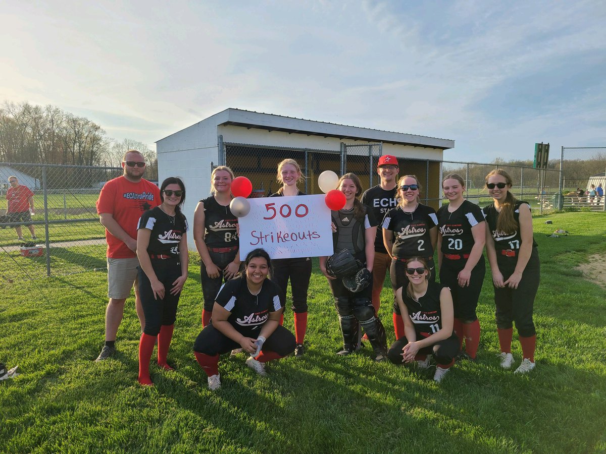 Great job to our softball team picking a 9-8 win at West Union. 

Congratulations Chloe Scott on earning your 500th strikeout.