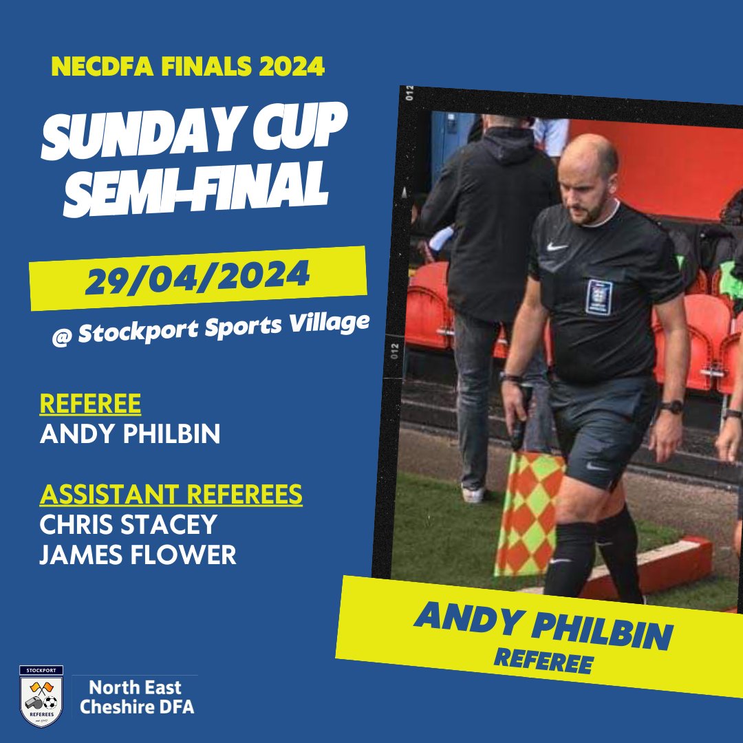 StockportRefs's tweet photo. 🤩 A number of SRS members have been appointed to the @NECDFARefs Sunday Cup semi-finals, taking place later this month.👏⚽️

@Cheshire_FA | @FARefereeing https://t.co/K3ZDpVcuxY