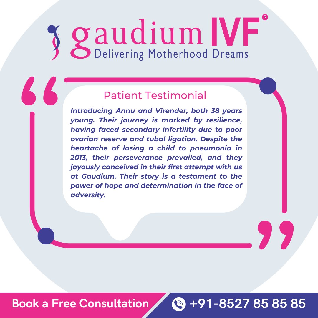 With heartfelt gratitude, we embrace the transformative path to parenthood, guided by compassionate care.

#patienttestimonial #ivfcentre #fertilityjourney #patientfeedback #happypatients #fertilityclinic #thankful #ivftreatment #fertilitytreatment #parenthood #gaudiumivf