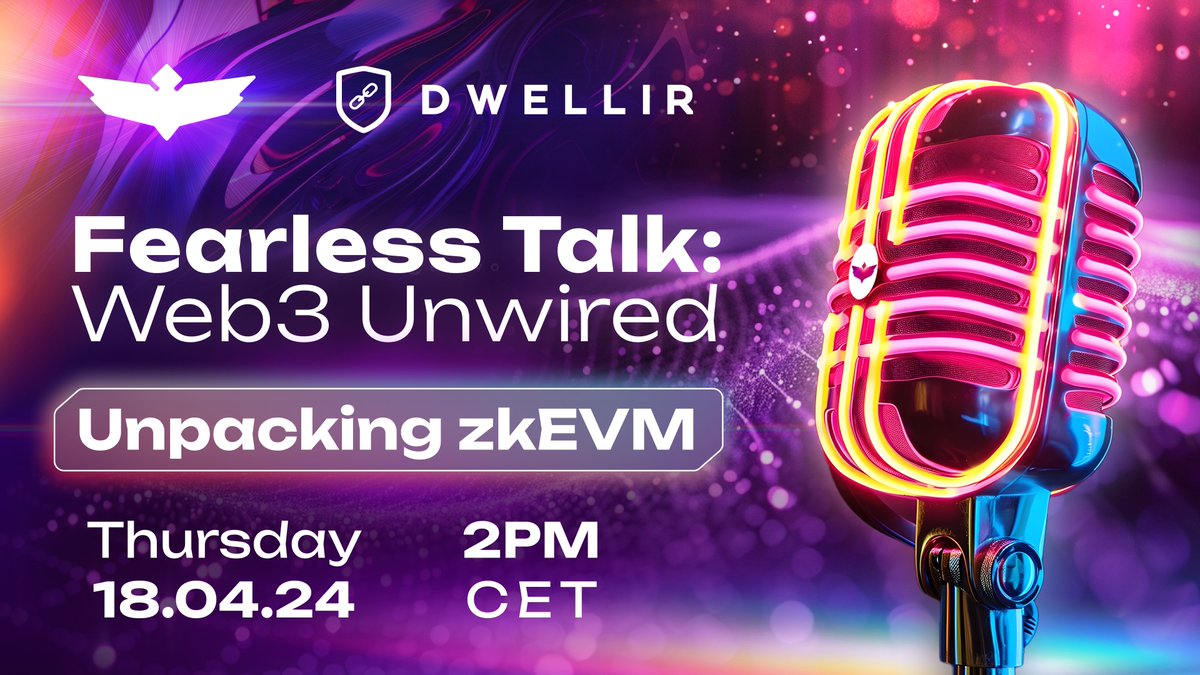 🔄 Gear up for an exchange of insights! Join us for the first 'Fearless Talk: Web3 Unwired' session with @DwellirOfficial🎙 📍 Join us here: t.me/fearless_annou… ❗️ Please note the time has been changed to 2 pm CET. 🌐See ya! #FearlessWallet #Dwellir #zkEVM #CryptoEducation