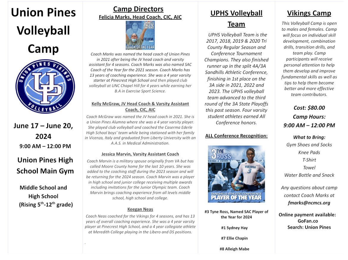 UPVBALL's tweet image. Reminder to sign your kids up for an awesome camp this summer at UP! Register now! gofan.co/event/1361687?…