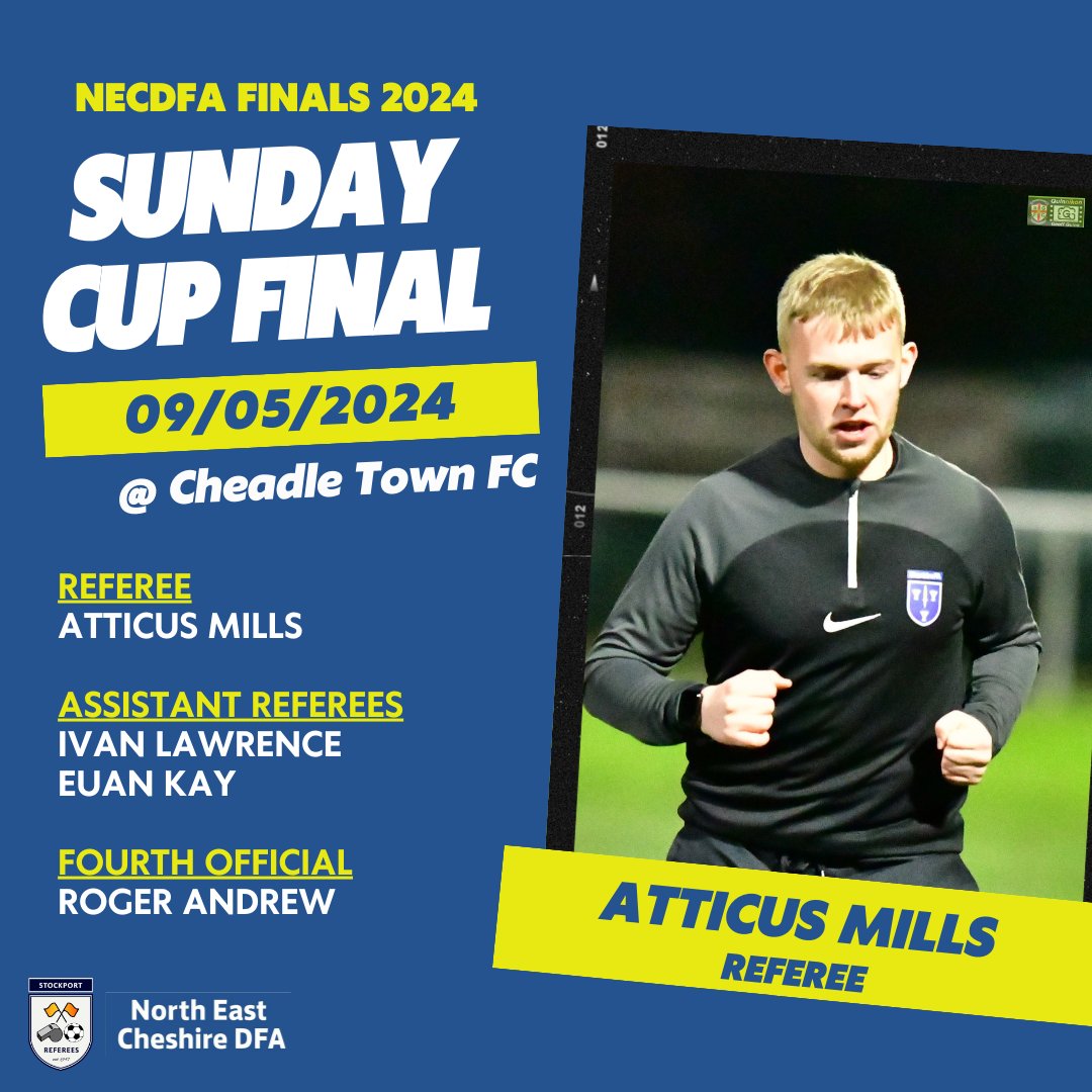 StockportRefs's tweet photo. 🏆 Four SRS members will take charge of next month's @NECDFARefs Sunday Cup Final! 🤩⚽️

👏 Congratulations Atticus, Ivan, Euan and Roger! 

@Cheshire_FA | @FARefereeing https://t.co/6QnwrmlIvT