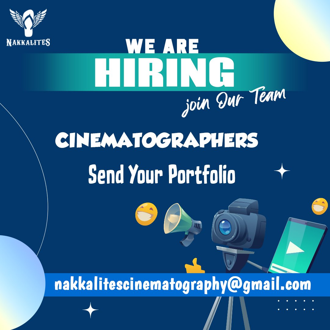 Cinematographers out there !!! We are Hiring ! Send your portfolio to nakkalitescinematography@gmail.com #hiring #cinematographer #nakkalites_family💙