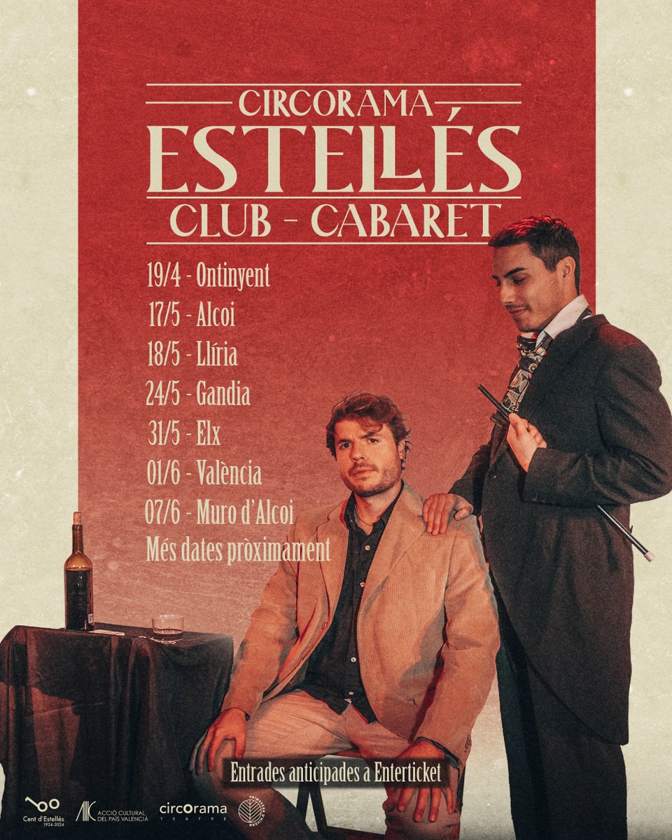 Circorama's tweet image. #CentEstellés El nostre darrer espectacle és un homenatge al poeta &apos;Estellés Club-Cabaret&apos;. Estrenem divendres 19 a Ontinyent. Ací dates confirmades 👇👇Entrades ja a la venda. #CentdEstellés @AccioCulturalPV @jovesaccio