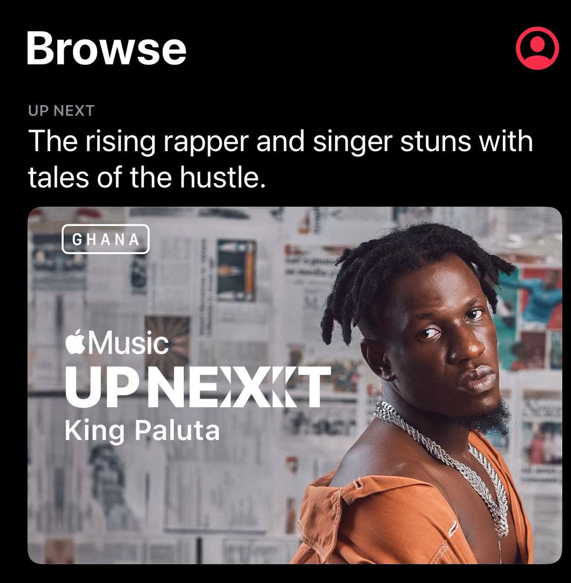Apple Music announces .@KingPalutaMusic as their “UP NEXT” artist for the Month
