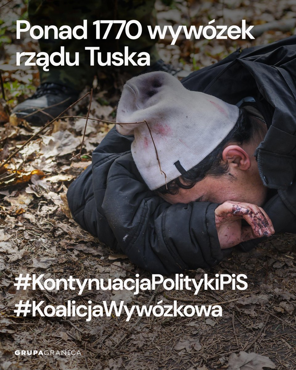 GrupaGranica's tweet photo. ‼️Dowiedzieliśmy się, że do dziś rząd @donaldtusk  wykonał ponad 1770 wywózek.
👉 W tym czasie o pomoc i wsparcie poprosiło nas ponad 838 osób. 
👉25 osób zaginęło, a 5 osób zmarło.
👉Wiemy też, że na granicy urodziło się jedno dziecko.
Za ten koszmar odpowiedzialność ponoszą: https://t.co/zBiSYQubF4