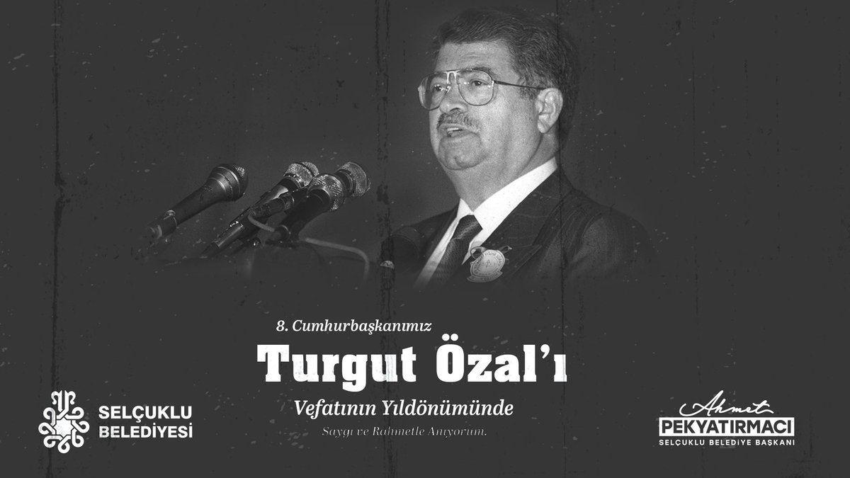 Ülkemizin gelişmesi ve ilerlemesine büyük katkıları olan 8. Cumhurbaşkanımız Turgut Özal’ı vefatının yıl dönümünde rahmetle yâd ediyorum. Mekanı cennet olsun. #TurgutÖzal