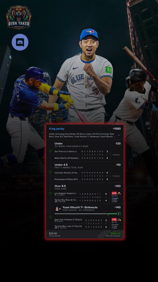 RTAsportbets's tweet photo. Bang!!! ⚾️🤑 click the link in bio and get the 7 day free trial. https://t.co/tTEbtVppQ2
