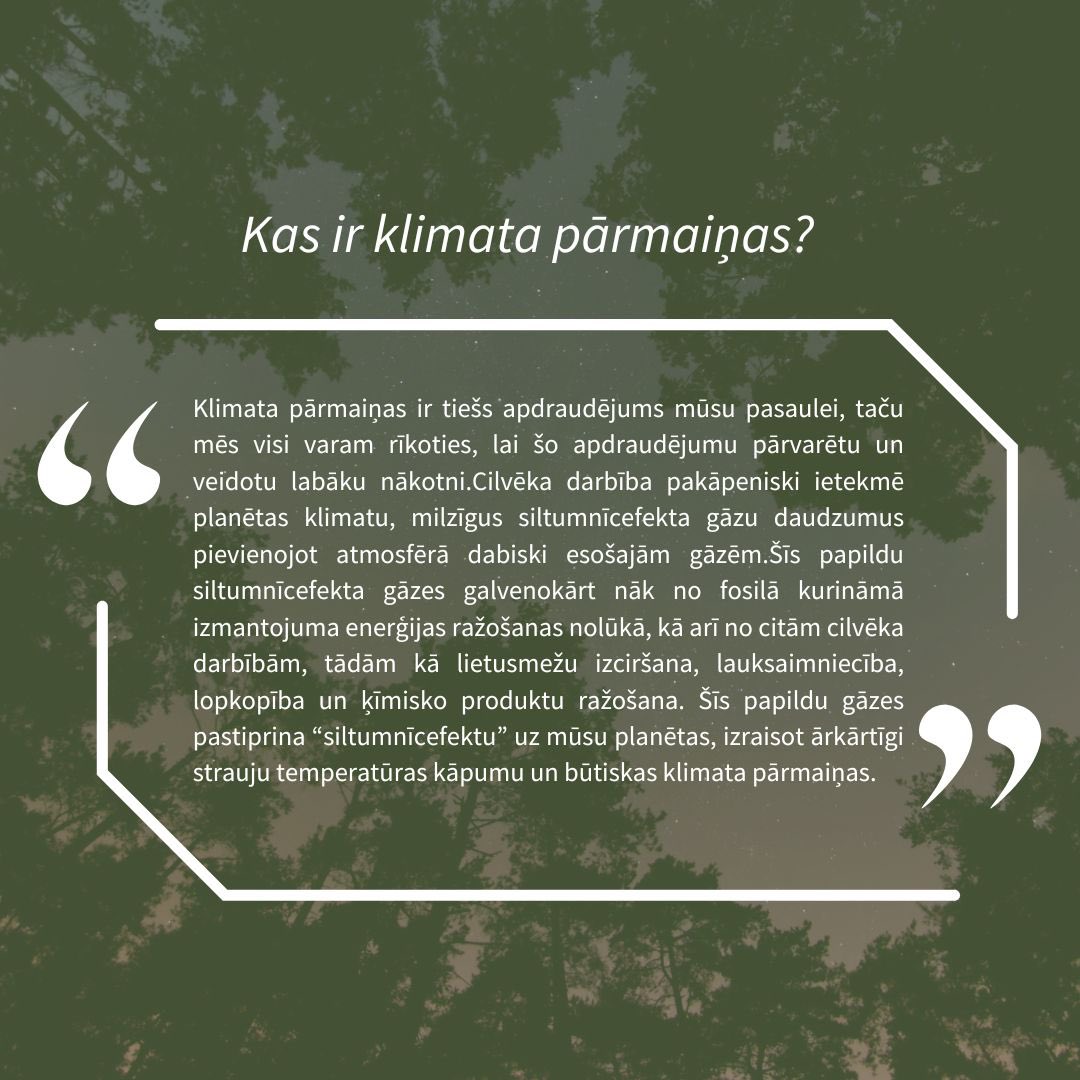 ✍🏻Skaidrojošā vārdnīca

Vai tu zini, kas ir klimata pārmaiņas?🌍

Seko līdzi un uzzini daudz jauna par dabu, un to, kā varam to pasargāt!🌍🌳♻️

#VidesAizsardzība #Ilgtspēja #KlimataPārmaiņas #VidesAizsardzībaEiropā #VidesAizsardzībaLatvijā