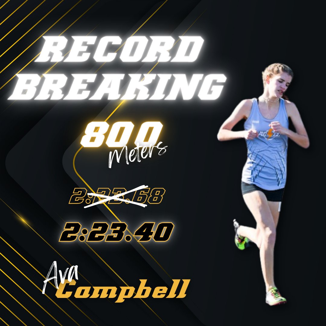 Congratulations to Ava Campbell on breaking the 800 meter record Monday night with a time of 2:23.40!

📸 Shannon Payne Sports Photography