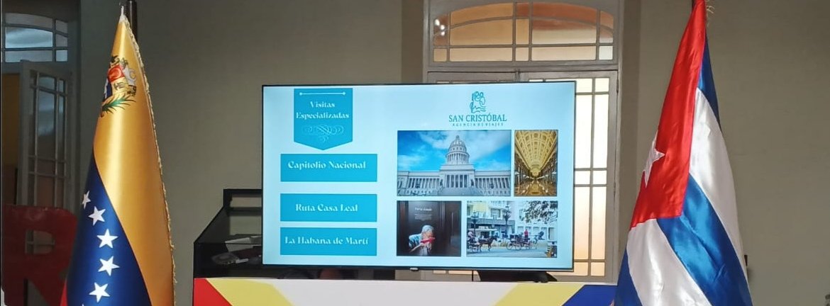 SanCristobalSA's tweet photo. Destino #Cuba🇨🇺 como #PatrimonioVivo en la región, fue presentado por @Guerrerotony161 a turoperadores y agencias de viajes de la hermana #Venezuela🇻🇪. @SanCristobalSA es líder en turismo histórico-patrimonial y receptivo oficial de las Ciudades Patrimoniales de la isla. https://t.co/CdDOKhjkJx
