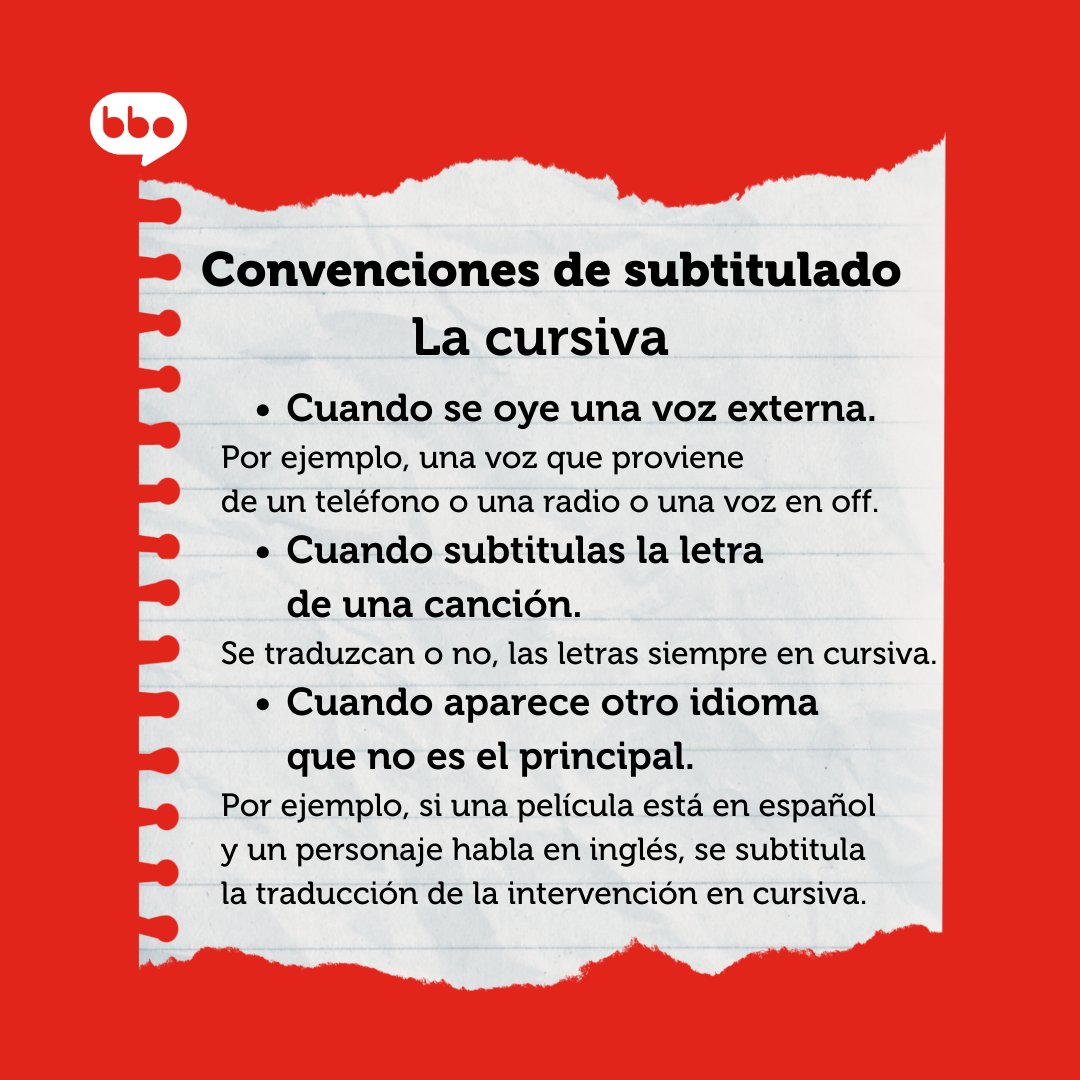 Hace dos semanas os hablamos sobre los números en los subtítulos. Esta, del uso de la cursiva🤔.