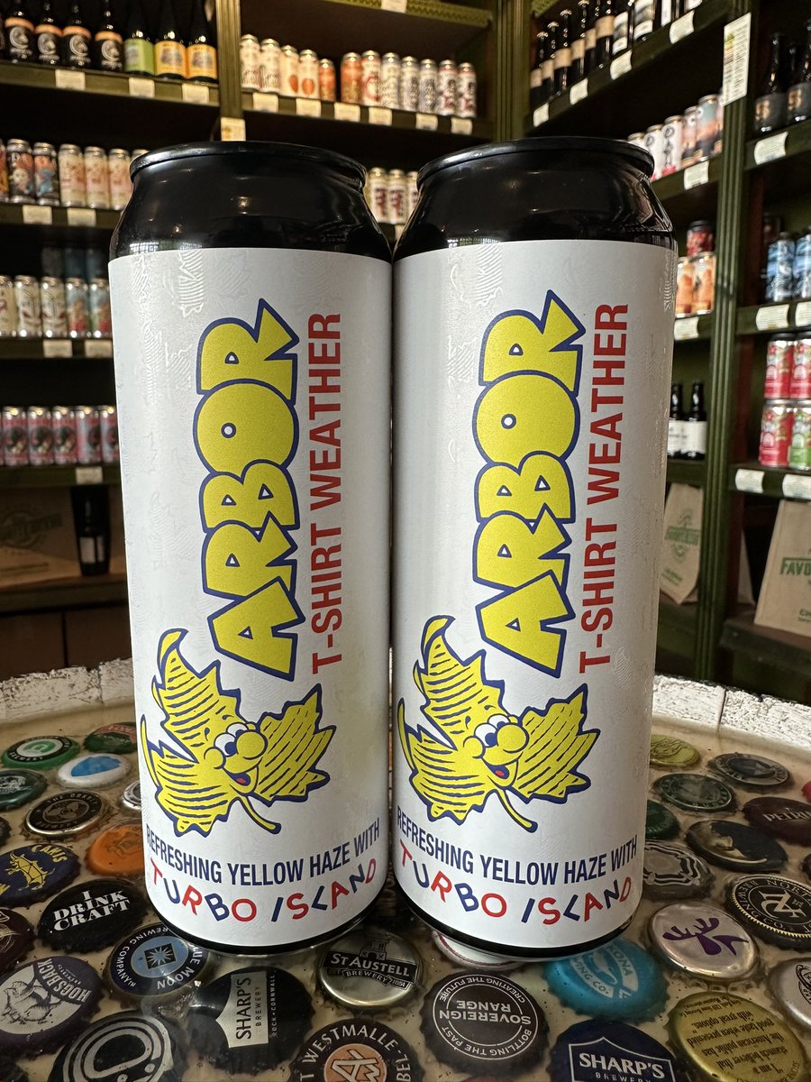🍺 New Beer 🍺 Another week starting with the arrival of another new @ArborAles beer! This time brewed to celebrate the 10th anniversary of Turbo Island. We just wish it really was T-Shirt Weather! • T- Shirt Weather - Hazy Yellow Pale - 4.2%