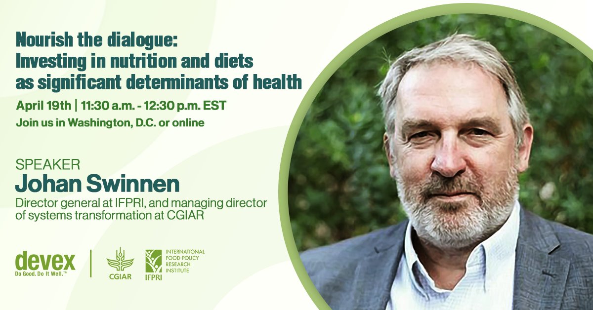 🌾Catch @Jo_Swinnen, Managing Director of Systems Transformation at CGIAR and Director General of @IFPRI, at #DevexEvent on April 19, where global experts will unite to advance nutrition solutions.

Register to attend in person or online: on.cgiar.org/3xC8xTv

#OneCGIAR