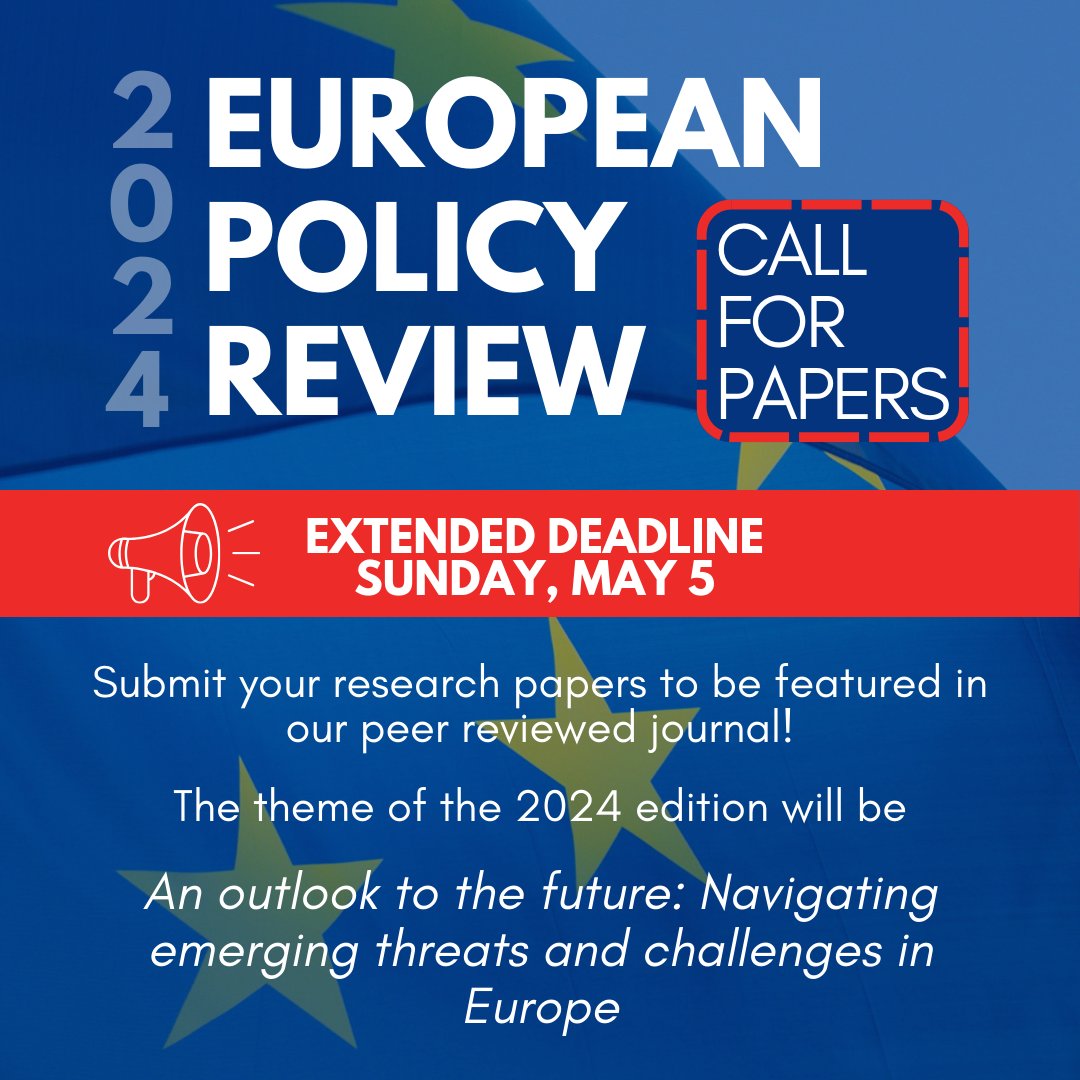 🚨Deadline extended!🚨 📝The European Student Think Tank invites you to submit your research papers by May 5th to be featured in our peer-reviewed journal, the European Policy Review! 🔗Click the link for the application form and more details: esthinktank.com/european-polic…